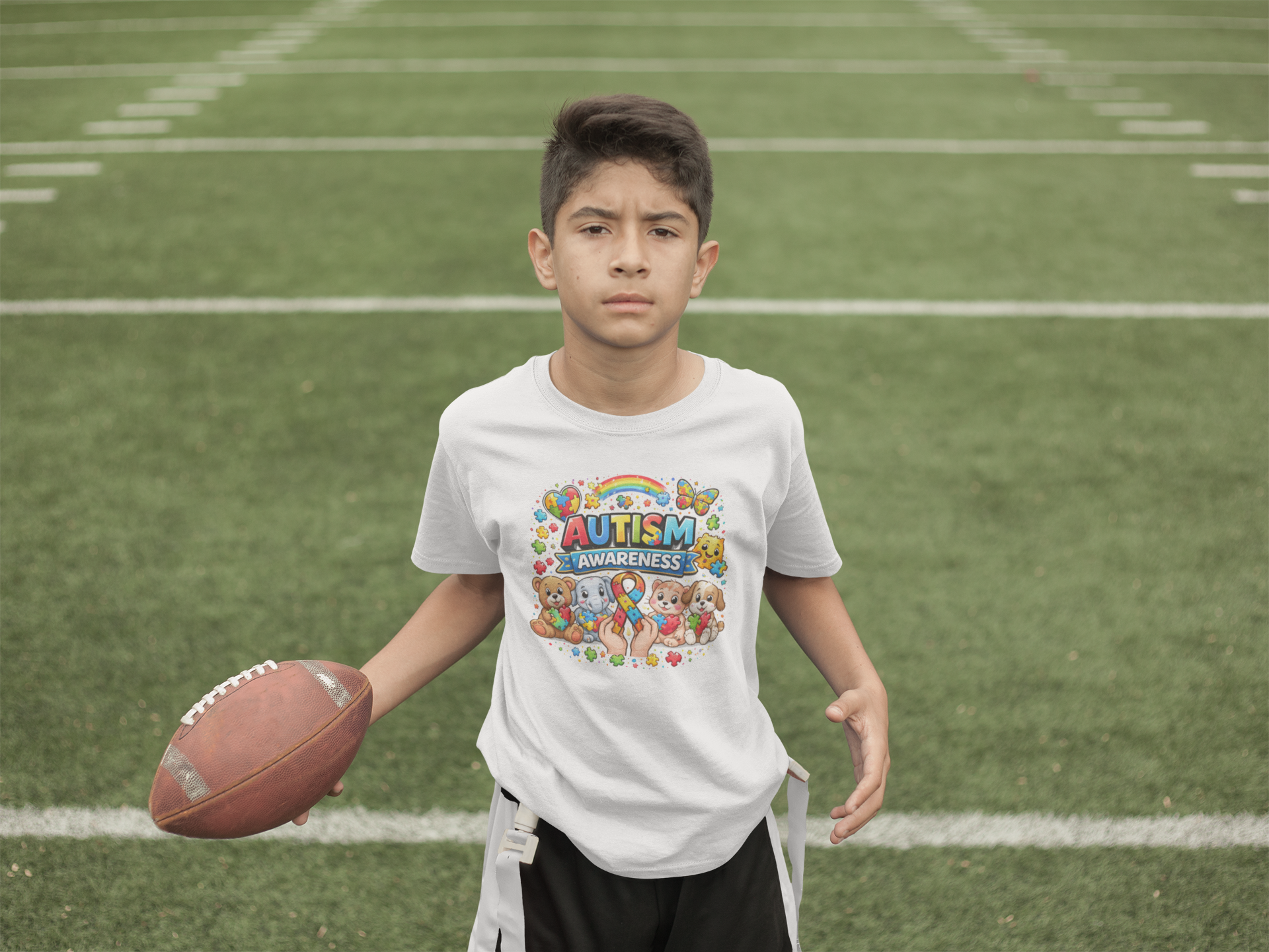 Kids Autism Awareness Tee — Colorful Puzzle Heart Design