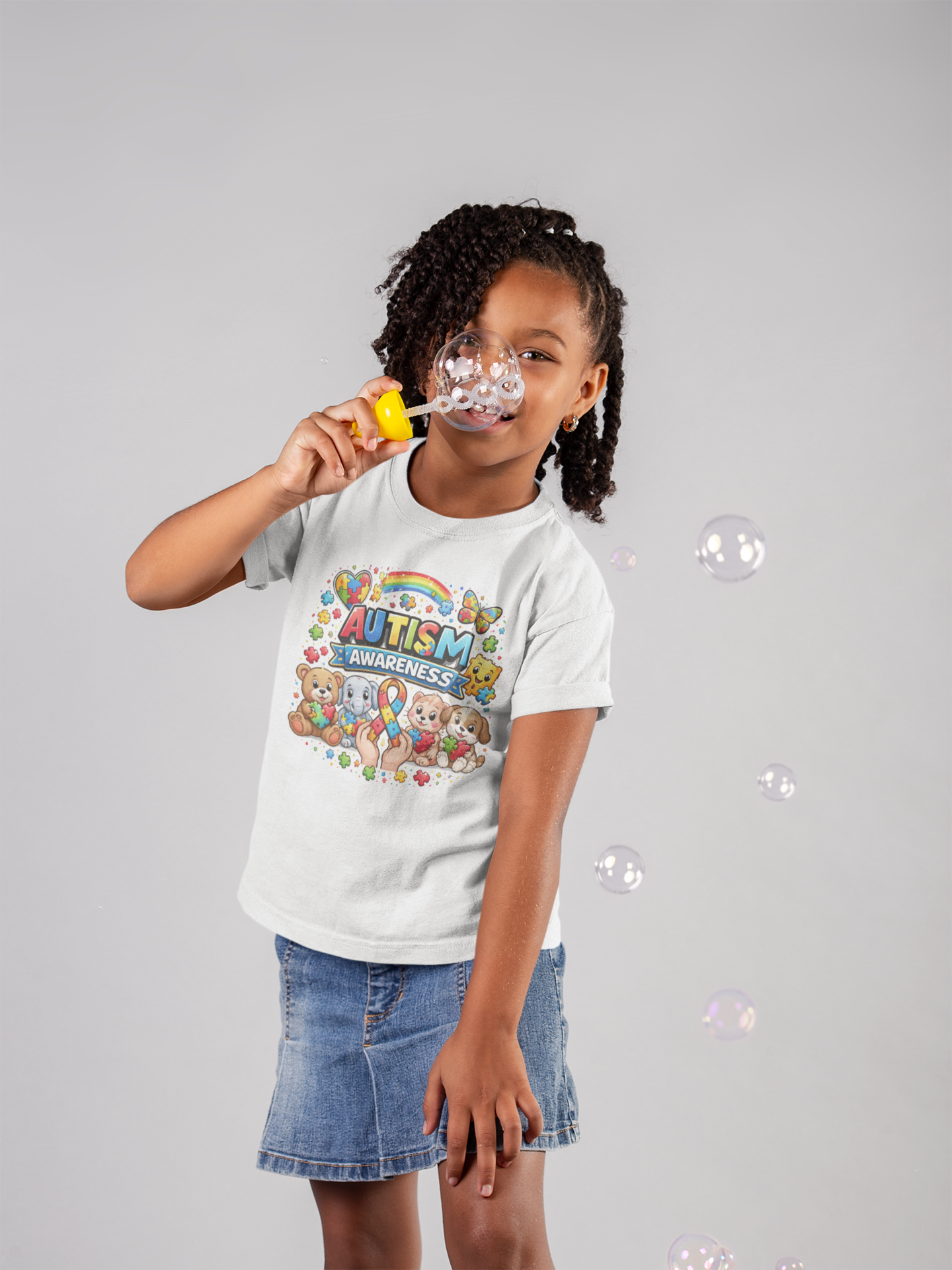 Kids Autism Awareness Tee — Colorful Puzzle Heart Design