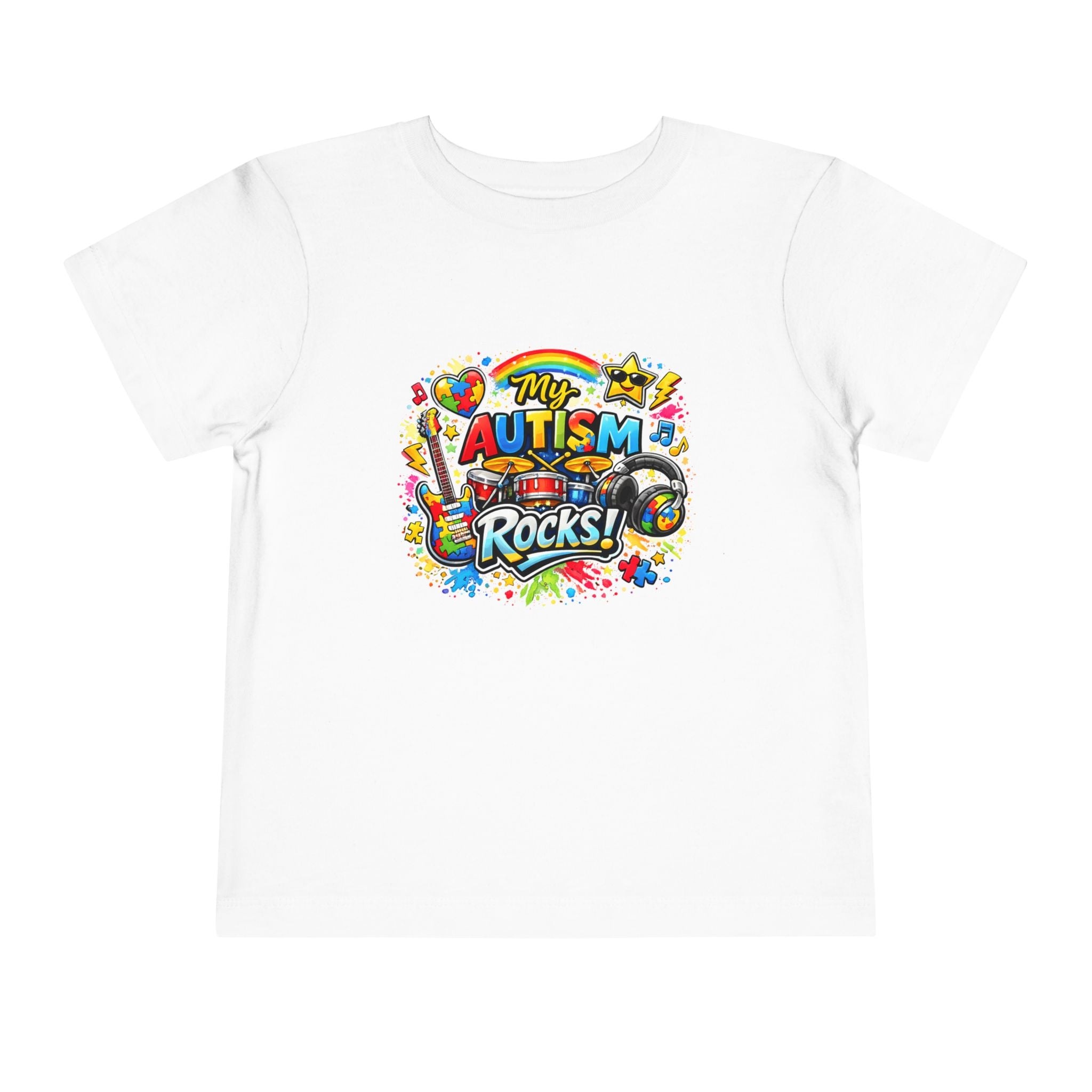 Toddler Tee - "My Autism Rocks!" Colorful Puzzle Heart Autism Awareness Shirt