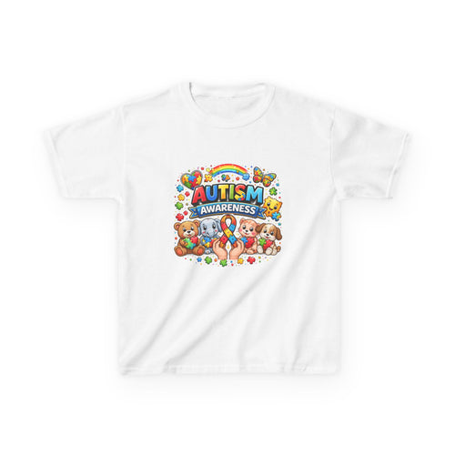 Kids Autism Awareness Tee — Colorful Puzzle Heart Design